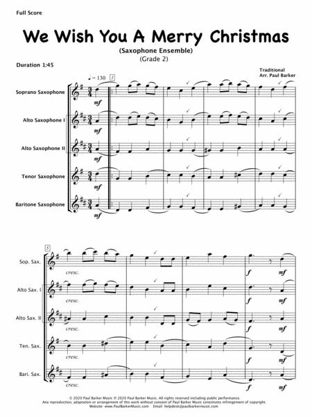 We Wish You A Merry Christmas Saxophone Ensemble Score Parts Page 2