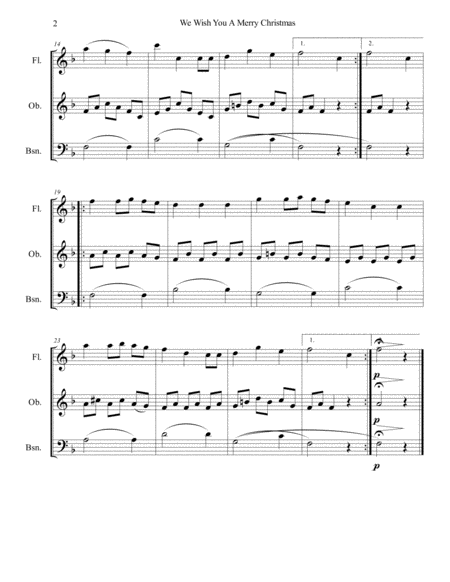 We Wish You A Merry Christmas Woodwind Trio Page 2