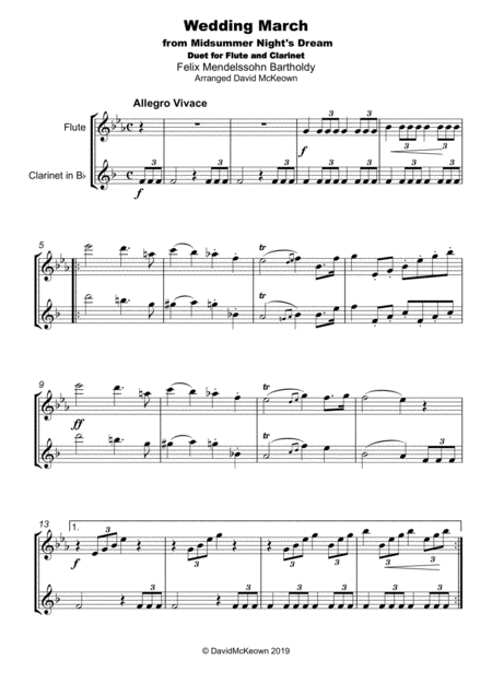 Wedding March By Mendelssohn Duet For Flute And Clarinet Page 2