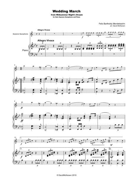 Wedding March By Mendelssohn For Solo Soprano Saxophone And Piano Page 2