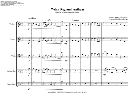 Welsh Regional Anthem For String Orchestra Mfao World National Anthem Series Page 2