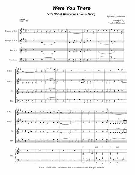 Were You There With What Wondrous Love Is This For Brass Quartet And Piano Page 2