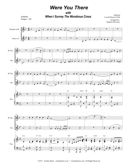 Were You There With When I Survey The Wondrous Cross Duet For Bb Trumpet French Horn Page 2