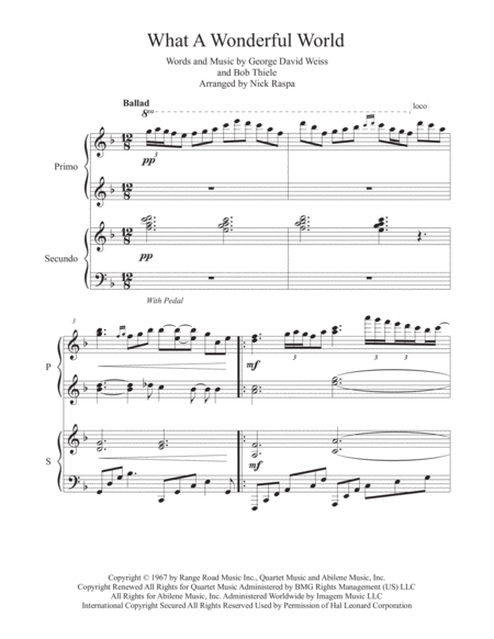 What A Wonderful World 1 Piano 4 Hands Advanced Page 2