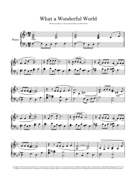 What A Wonderful World Arranged For Easy Intermediate Piano Solo Page 2