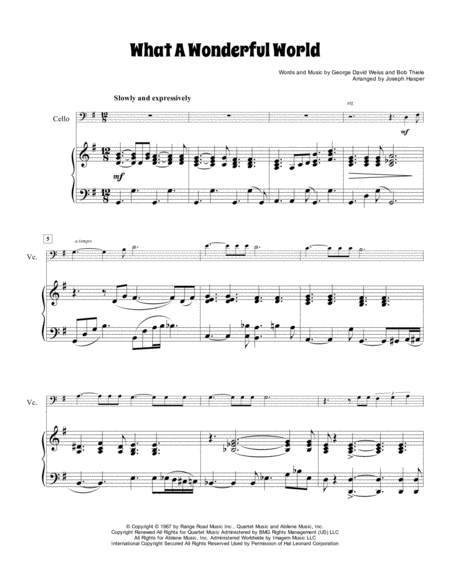 What A Wonderful World Cello And Piano Page 2