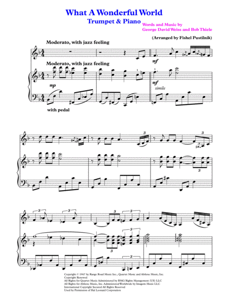 What A Wonderful World For Trumpet And Piano Jazz Pop Version Page 2