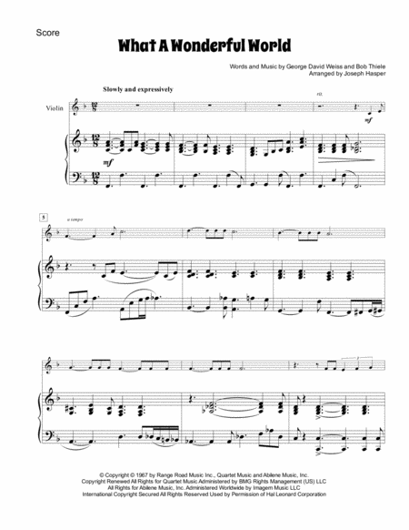 What A Wonderful World Violin And Piano Page 2