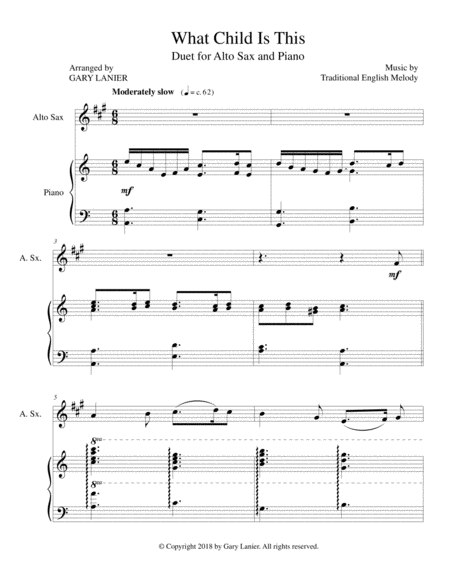 What Child Is This Alto Sax Piano Page 2