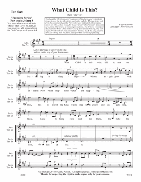 What Child Is This V2 Arrangements Level 3 5 For Tenor Sax Written Acc Page 2