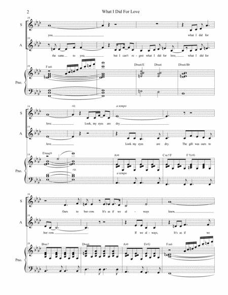 What I Did For Love Duet For Soprano And Alto Solo Page 2