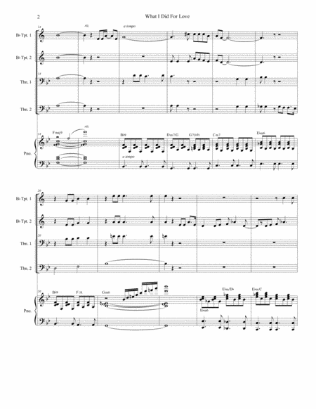 What I Did For Love For Brass Quartet And Piano Alternate Version Page 2