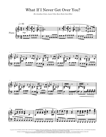 What If I Never Get Over You Arranged For Piano Solo Page 2