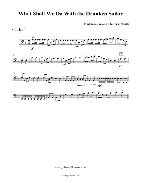 What Shall We Do With The Drunken Sailor Arranged For Four Beginner Cellos Cello Quartet Page 2