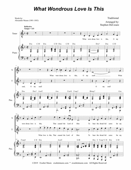 What Wondrous Love For 2 Part Choir Soprano Tenor Page 2