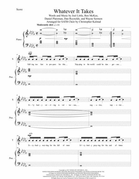 Whatever It Takes Imagine Dragons Satb Page 2