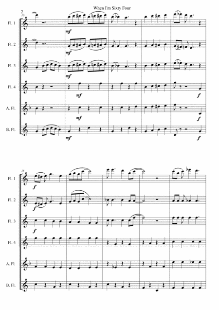 When I M Sixty Four For Flute Sextet Or Flute Choir Page 2