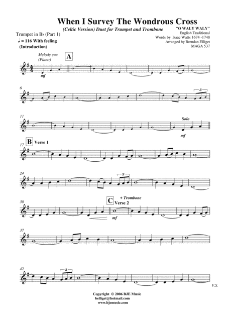 When I Survey The Wondrous Cross Duet For Trumpet And Trombone With Piano Accompaniment Pdf Page 2