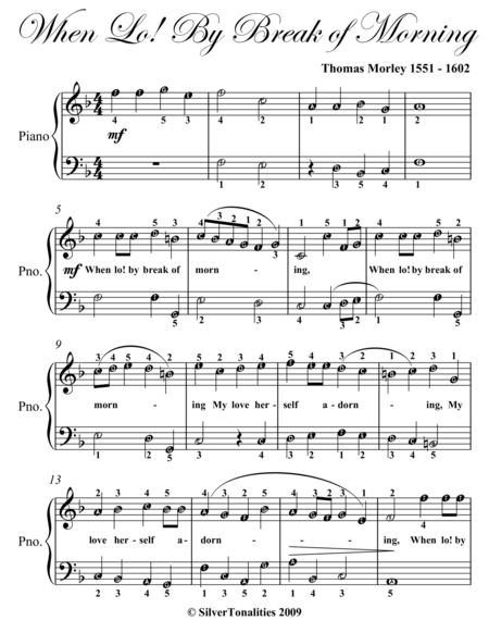 When Lo By Break Of Morning Easy Piano Sheet Music Page 2