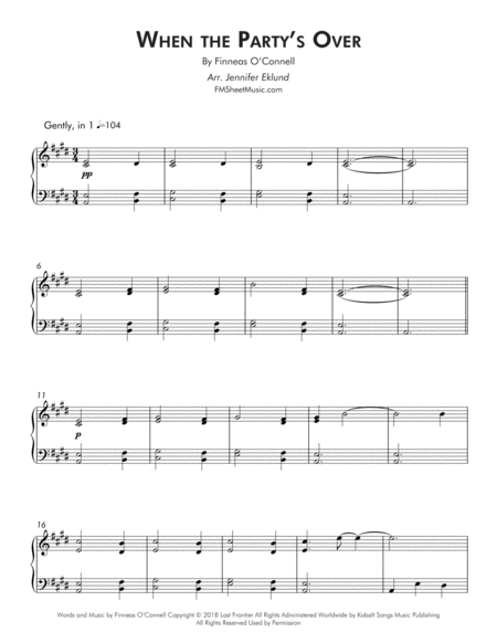 When The Partys Over Early Intermediate Piano Original Key Page 2