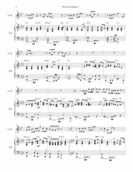 When You Believe For Soprano Saxophone And Piano Page 2