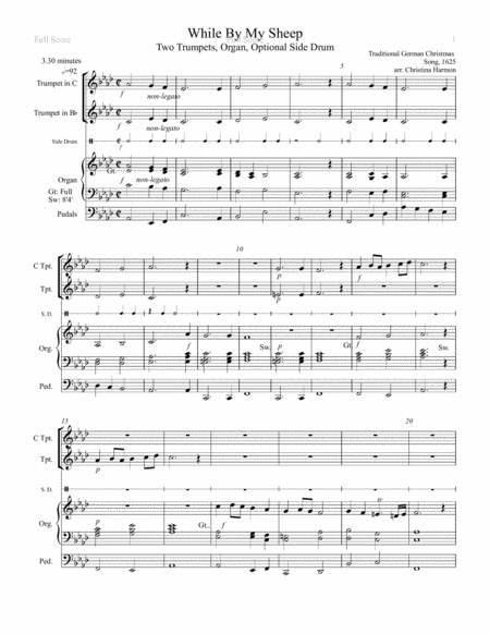 While By My Sheep Two Trumpets And Organ With Optional Side Drum Page 2