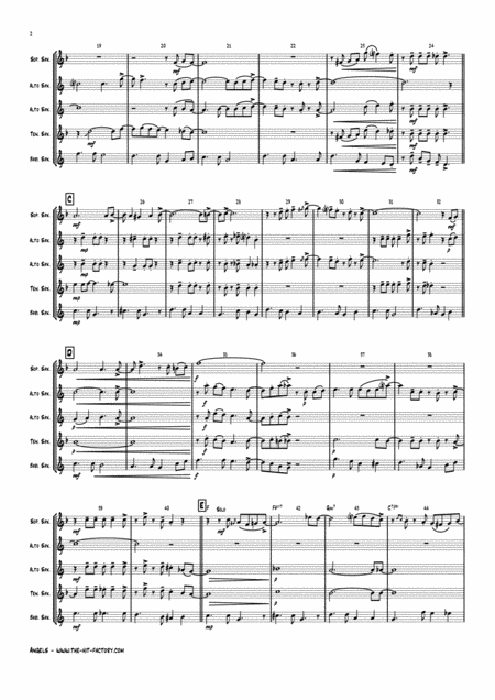 White Christmas Bossa Nova Saxophone Quintet Page 2