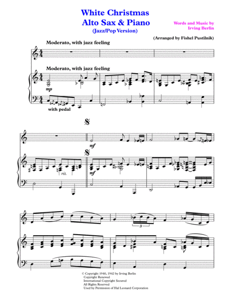 White Christmas For Alto Sax Piano Page 2