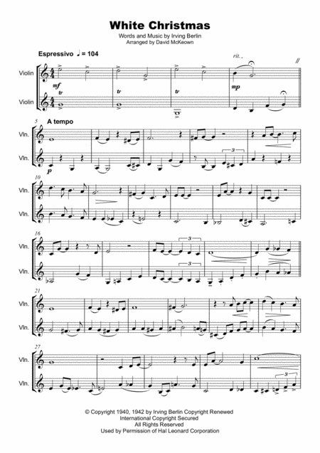 White Christmas Violin Duet Page 2