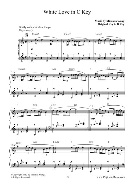 White Love Romantic Piano Music In C Key Page 2