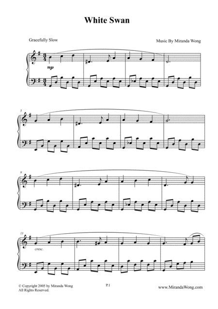 White Swan Wedding Piano Music By Miranda Wong Page 2