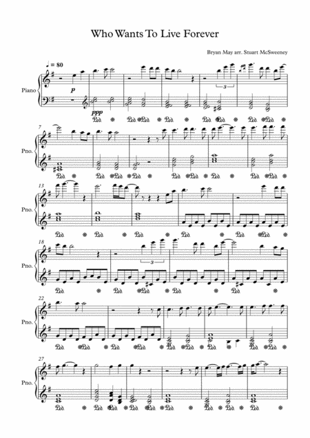 Who Wants To Live Forever Piano Solo Page 2