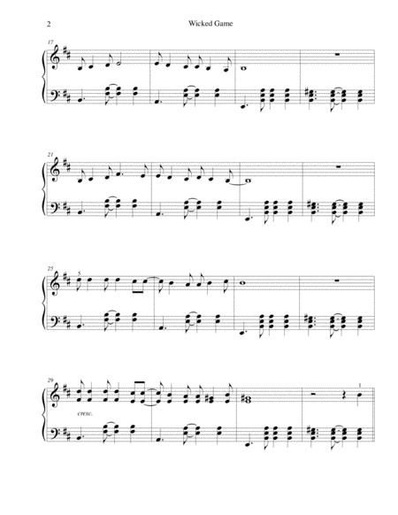Wicked Game Intermediate Piano Page 2