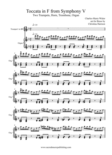 Widor Toccata In F From Symphony V For Brass Quartet And Organ Page 2