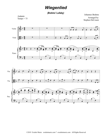 Wiegenlied Brahms Lullaby Duet For Violin And Viola Page 2