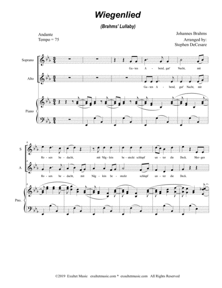 Wiegenlied Brahms Lullaby For 2 Part Choir Sa Page 2