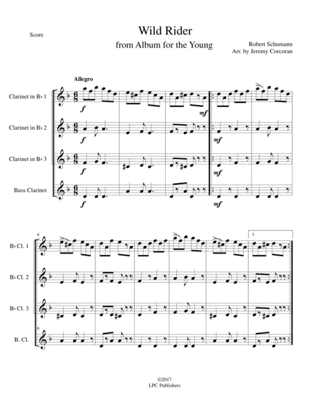 Wild Rider From Album For The Young For Clarinet Quartet Page 2