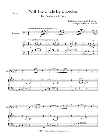 Will The Circle Be Unbroken Trombone With Piano Score Part Included Page 2