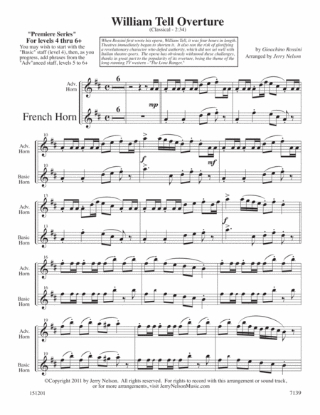 William Tell Overture Arrangements Level 4 To 6 For Horn Written Acc Page 2