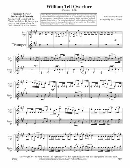 William Tell Overture Arrangements Level 4 To 6 For Trumpet Written Acc Page 2