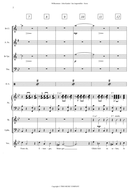 Willkommen From Cabaret Transcription Of Original Recording For Jazz Combo Page 2