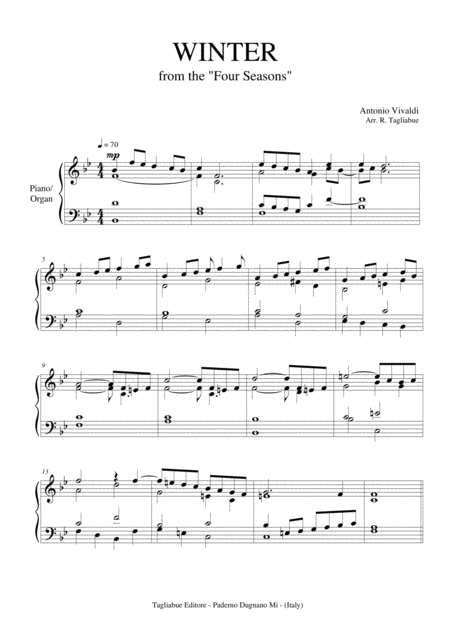 Winter From Four Season For Piano Organ Page 2