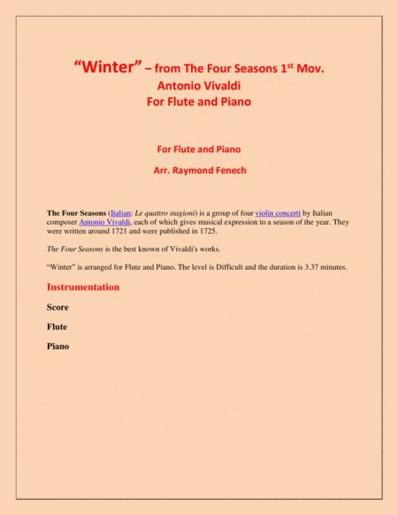 Winter From The Four Season 1 St Mov Flute And Piano Page 2