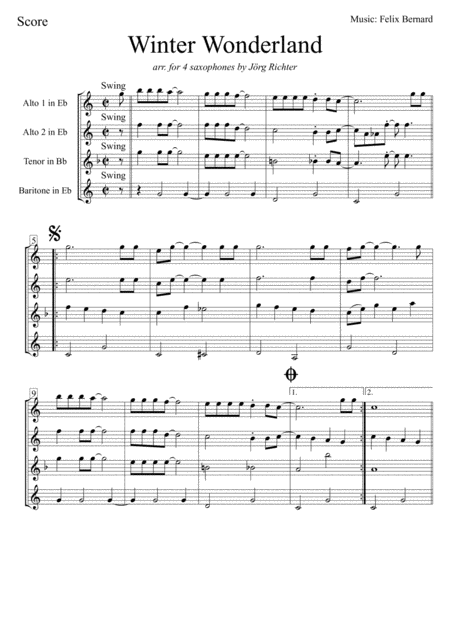 Winter Wonderland For Saxophone Quartet Page 2