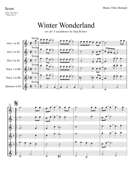 Winter Wonderland For Saxophone Quintet Page 2