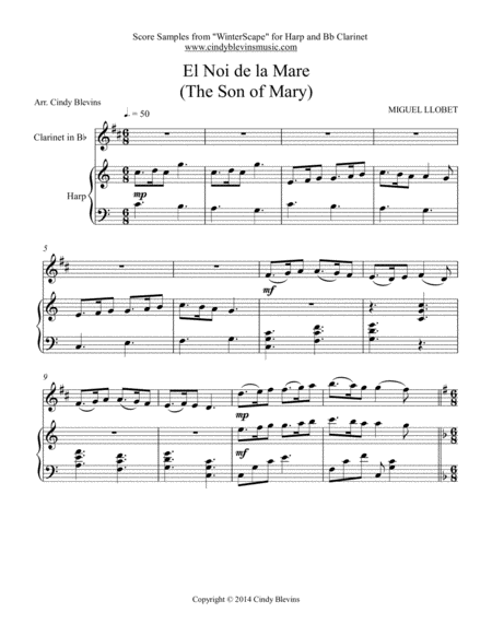 Winterscape 15 Arrangements For Harp Lever Or Pedal Harp And Bb Clarinet Page 2