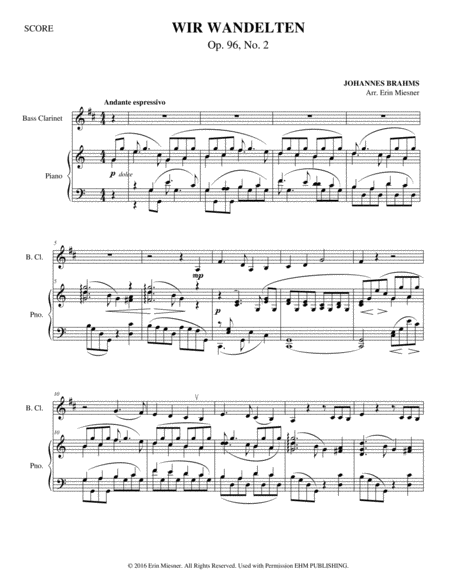 Wir Wandelten For Bass Clarinet And Piano Page 2