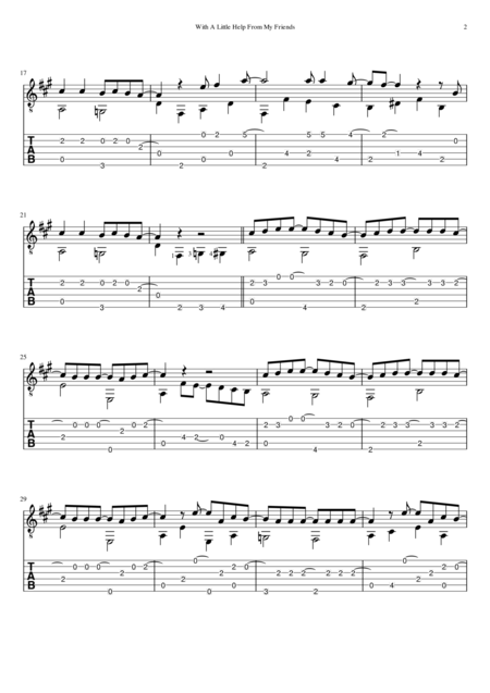 With A Little Help From My Friends Standard Notation And Tab Page 2