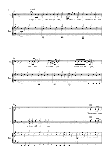 With Or Without You U2 Satb Choir Page 2