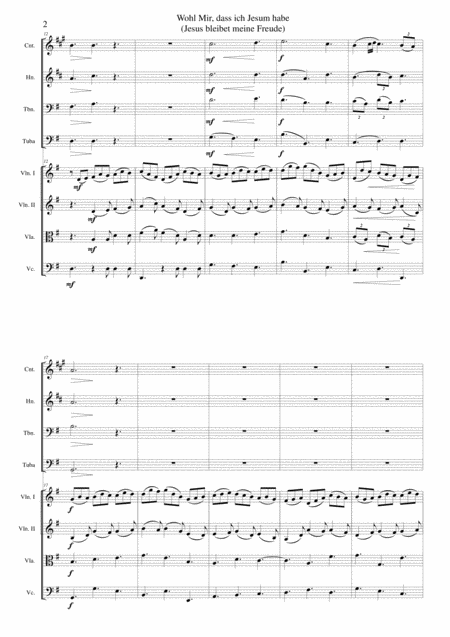 Wohl Mir Dass Ich Jesum Habe Jesus Bleibet Meine Freude Jesu Joy Of Mans Desiring For Brass Quartet And Strings Page 2